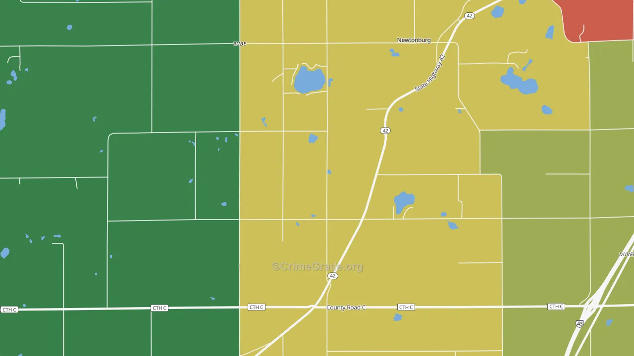 Newtonburg, WI Map of Theft Rates
