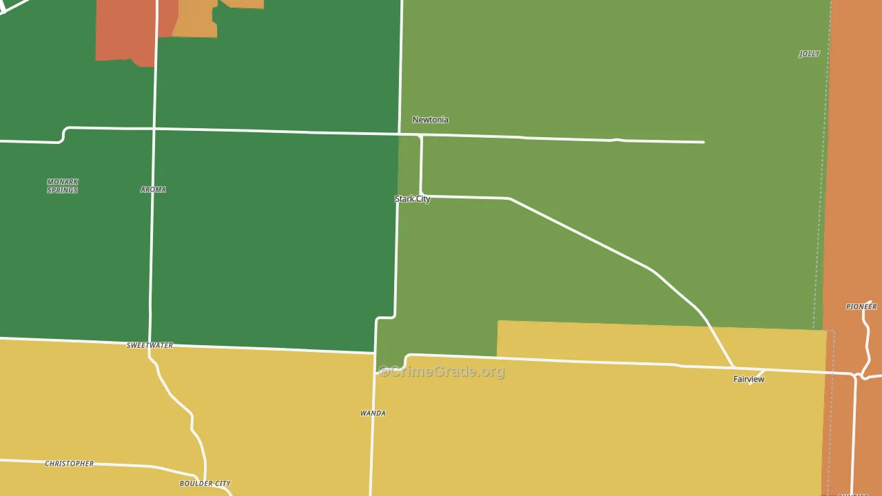 Newtonia, MO Map of Theft Rates