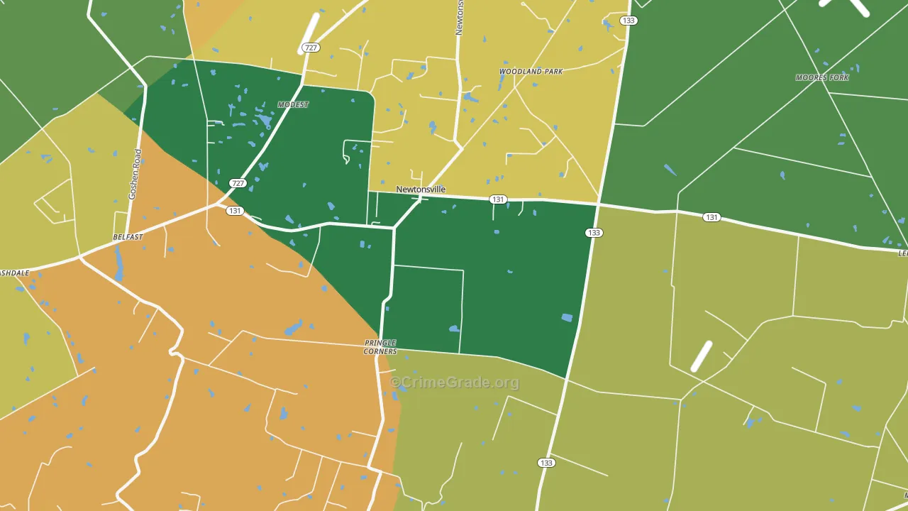 Newtonsville, OH Map of Theft Rates