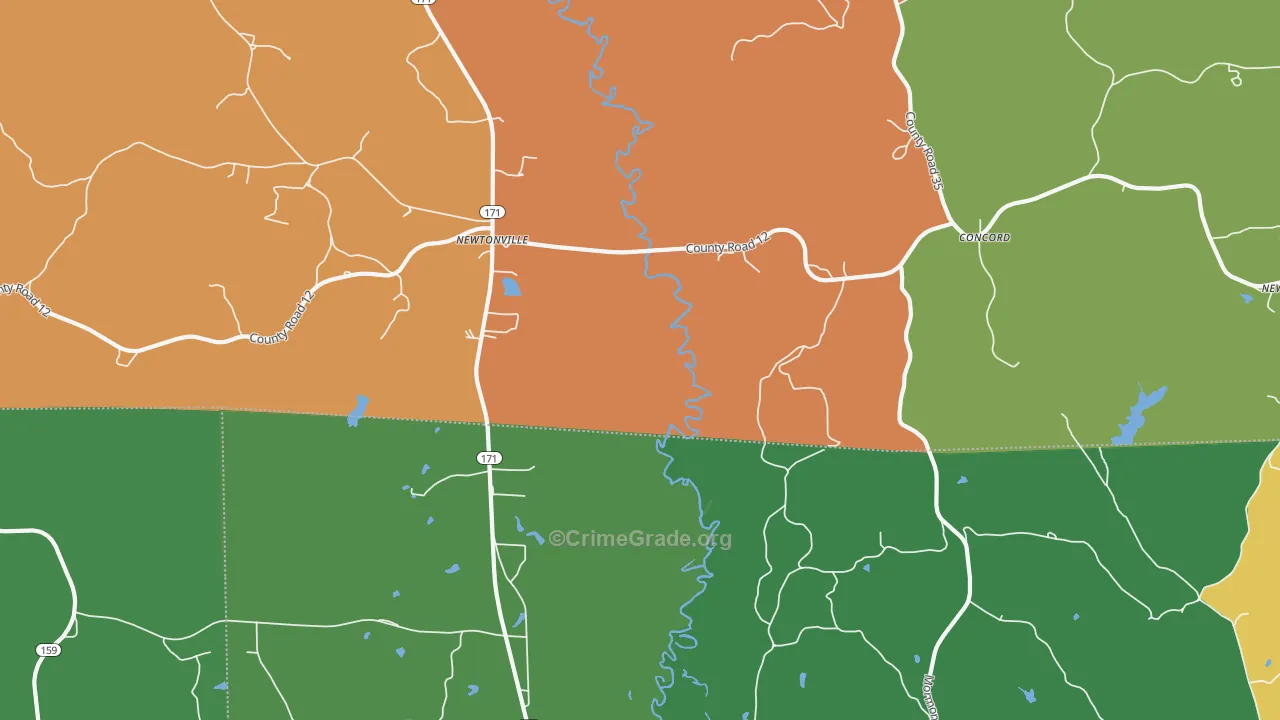 Newtonville, AL Map of Theft Rates