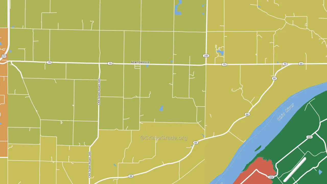 Newtonville, IN Map of Theft Rates