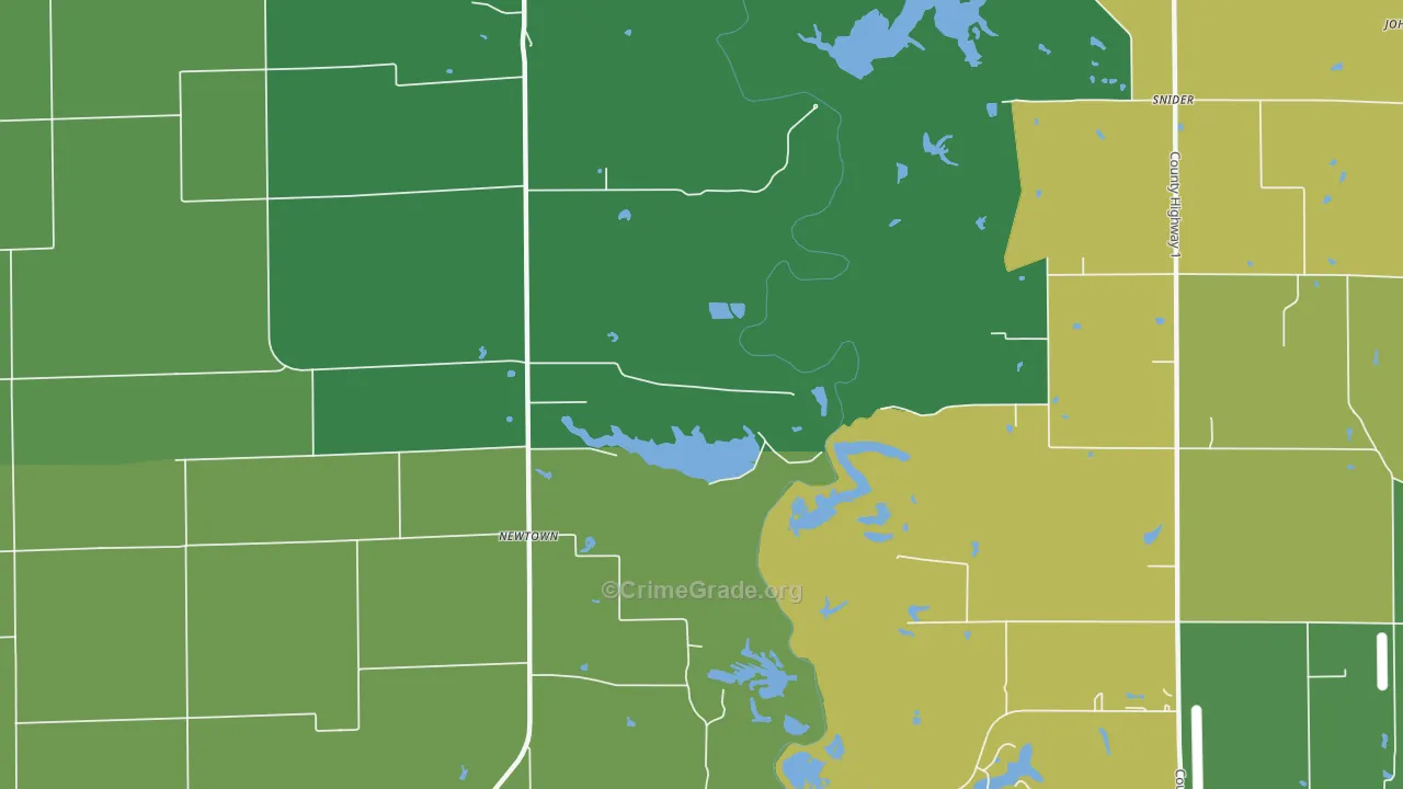 Newtown, IL Map of Theft Rates