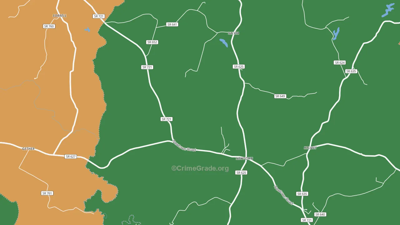 Newtown, VA Map of Theft Rates
