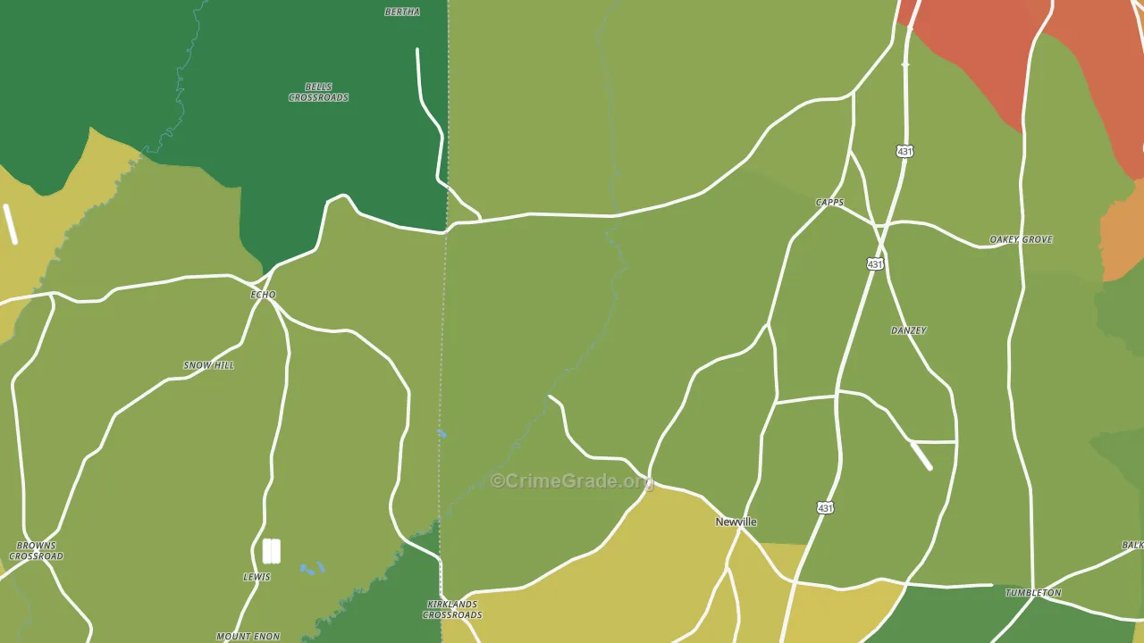 Newville, AL Map of Theft Rates