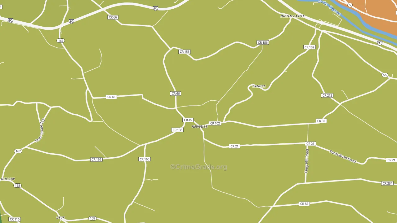 Newville, NY Map of Theft Rates