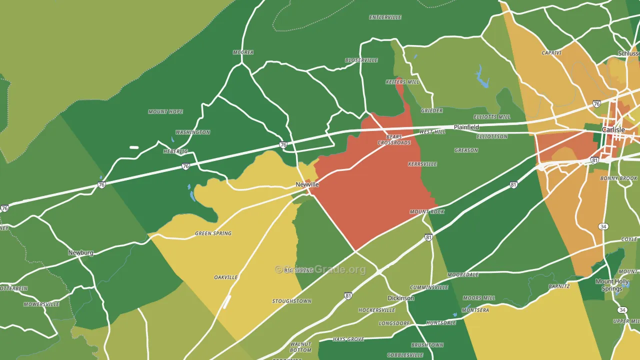 Newville, PA Map of Theft Rates