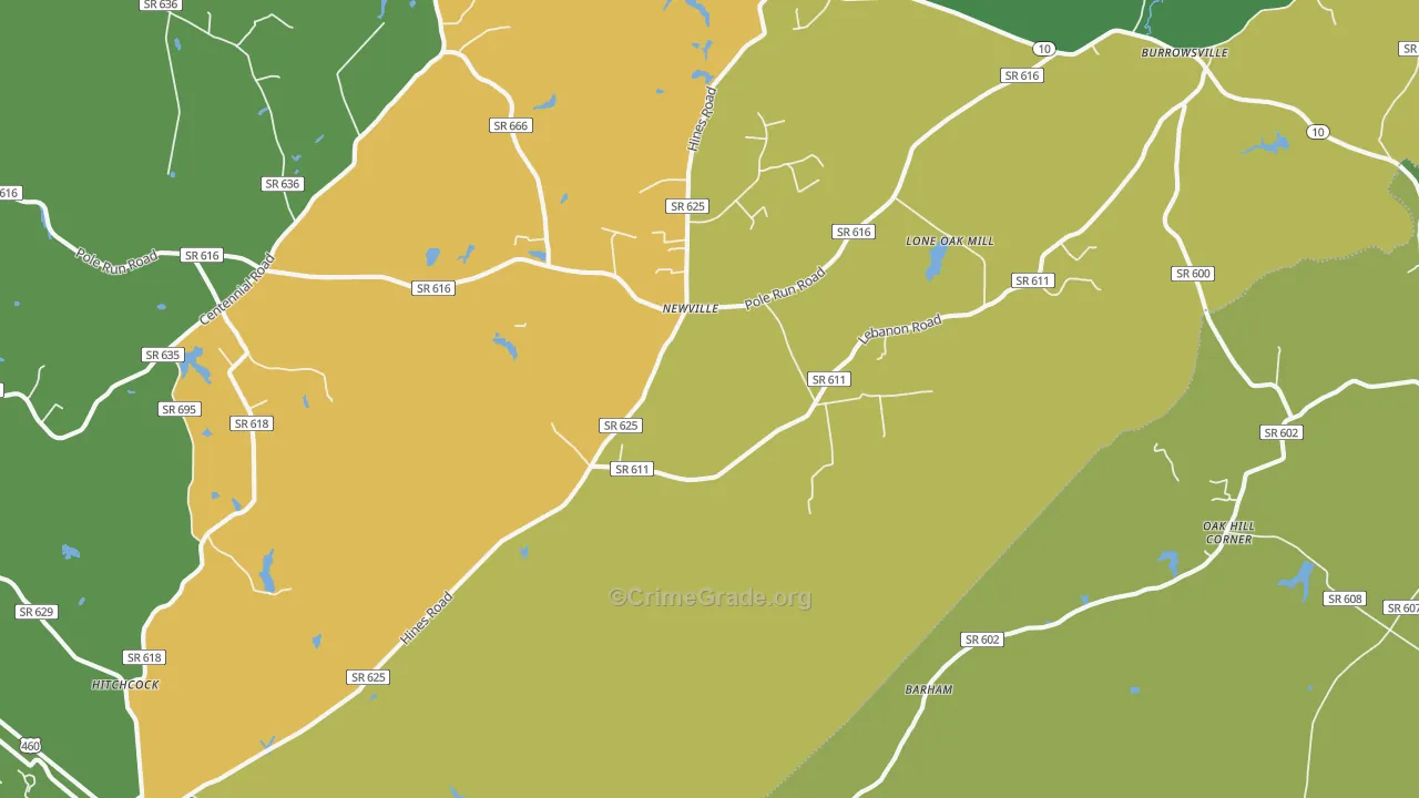Newville, VA Map of Theft Rates