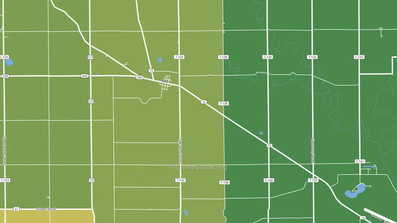Ney, OH Map of Theft Rates
