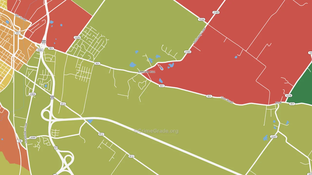Niagara, KY Map of Theft Rates