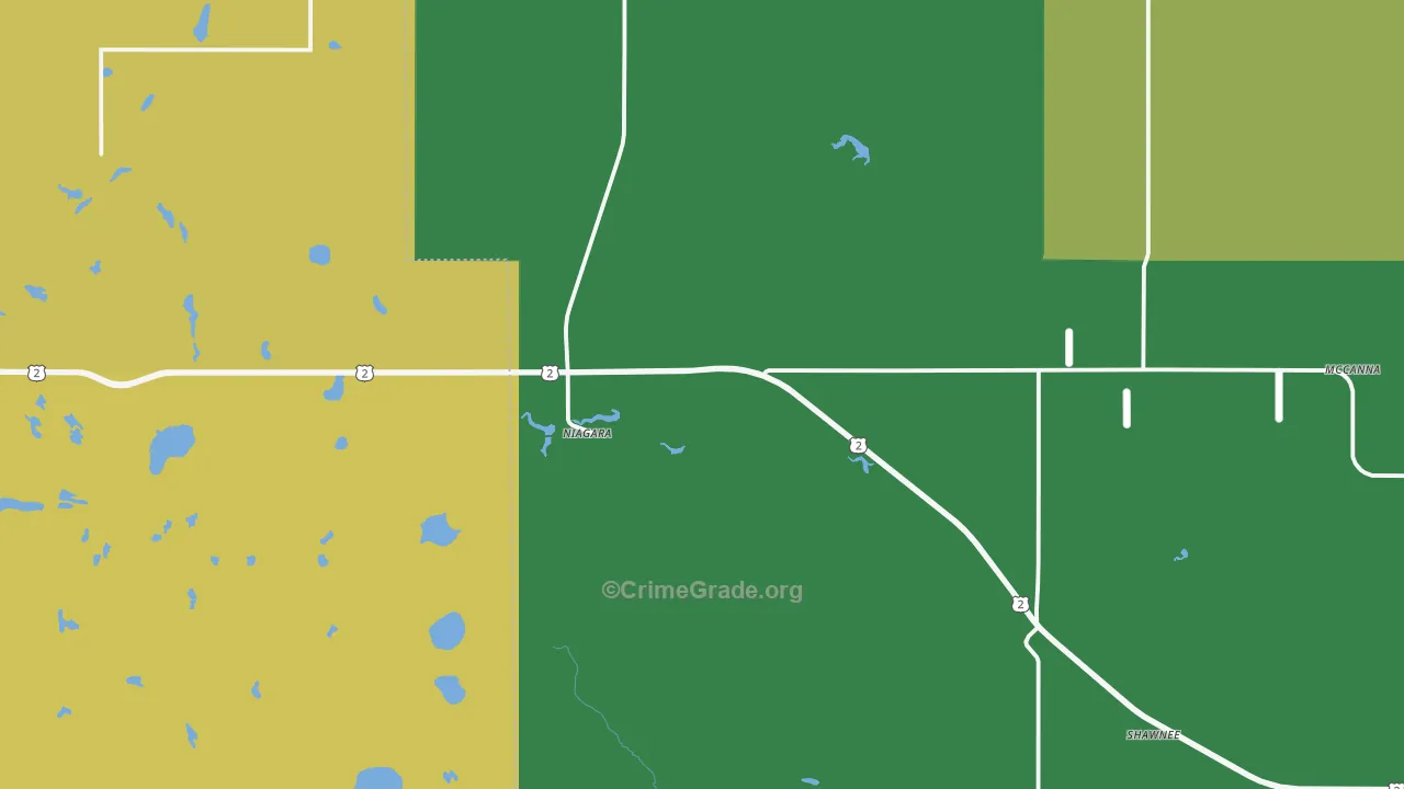 Niagara, ND Map of Theft Rates