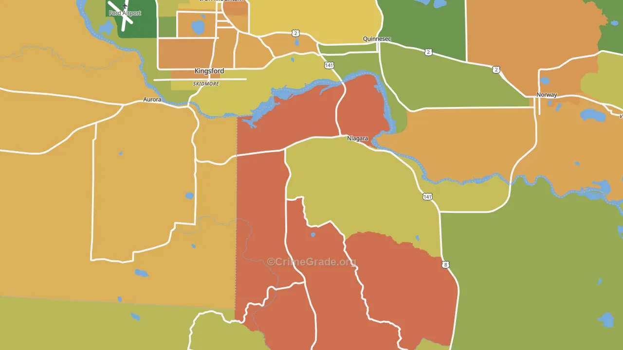 Niagara, WI Map of Theft Rates