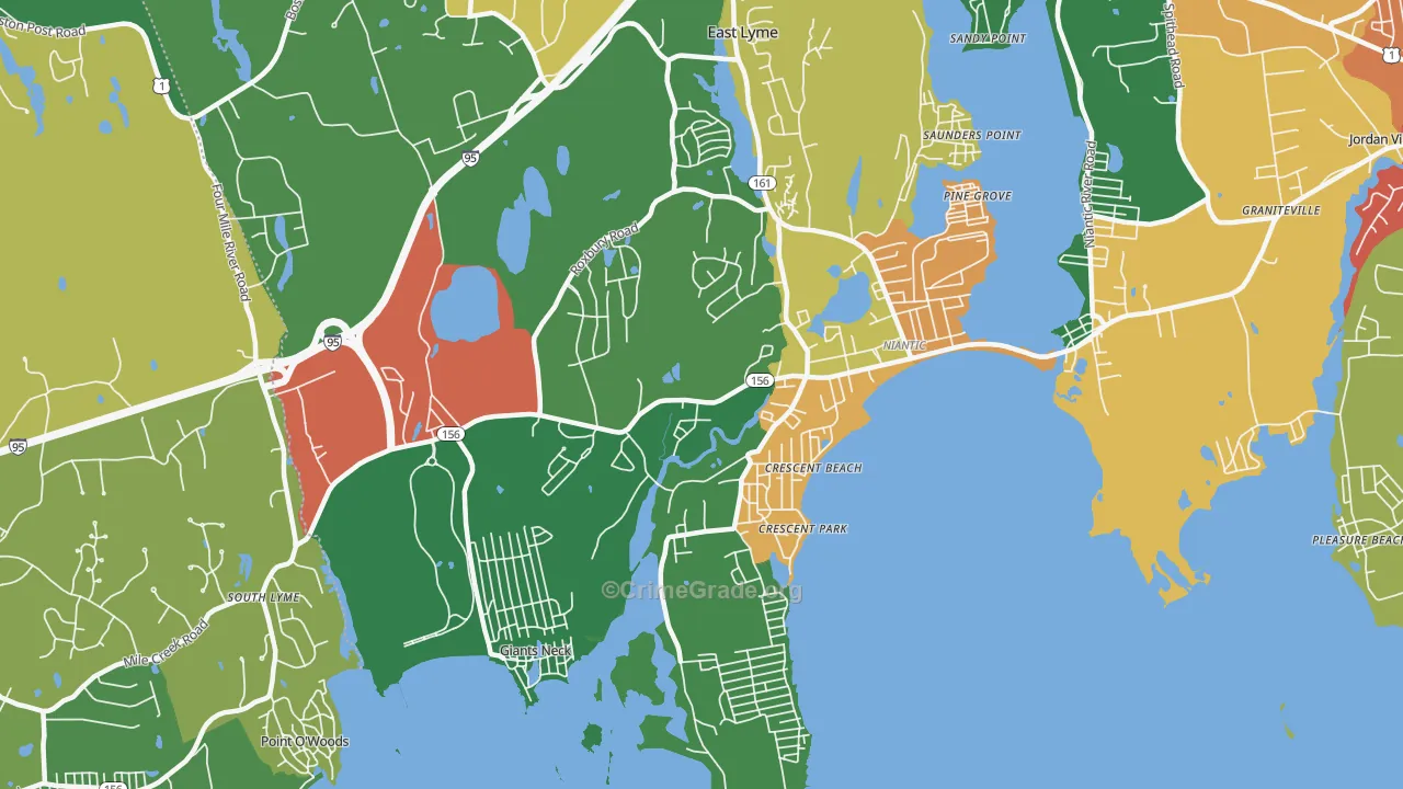 Niantic, CT Map of Theft Rates