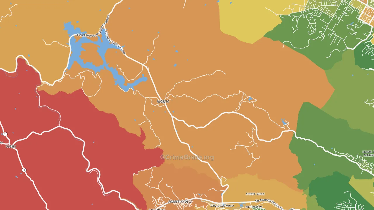 Nicasio, CA Map of Theft Rates
