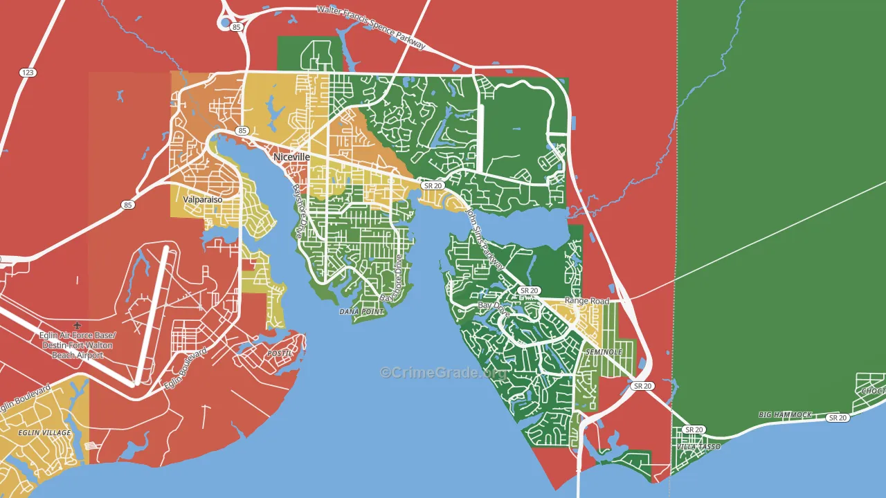 Niceville, FL Map of Theft Rates