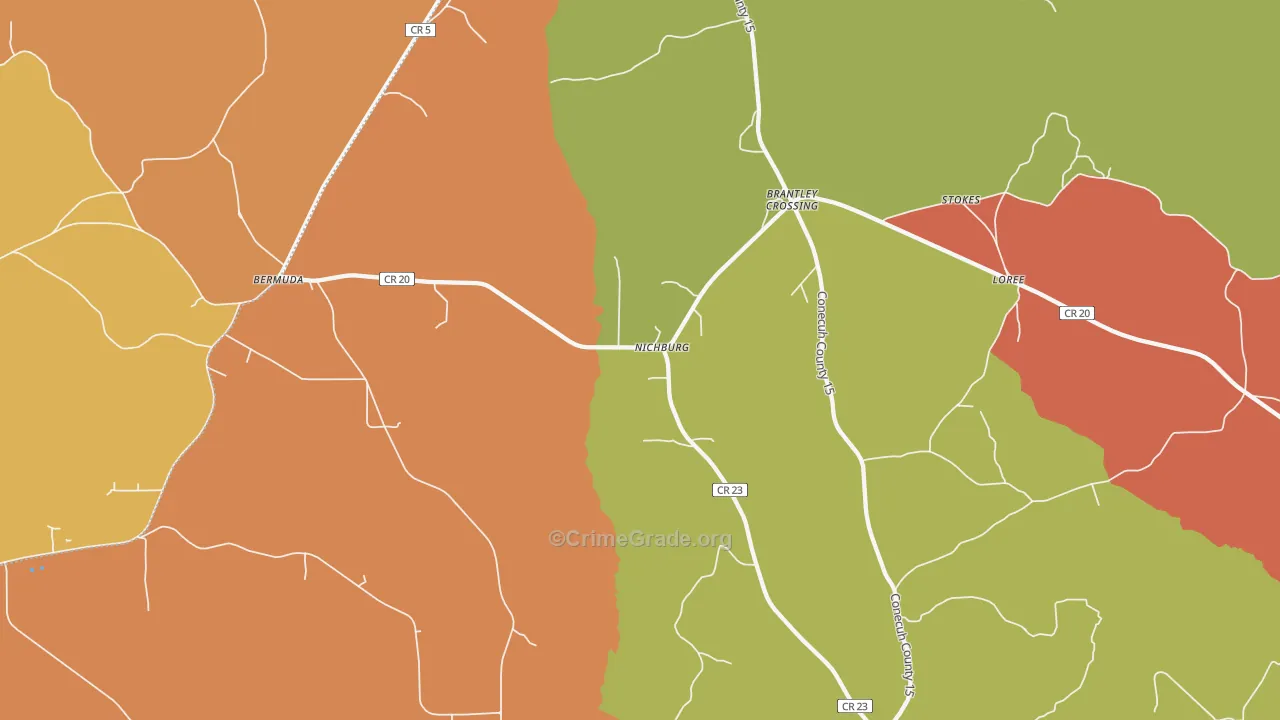 Nichburg, AL Map of Theft Rates