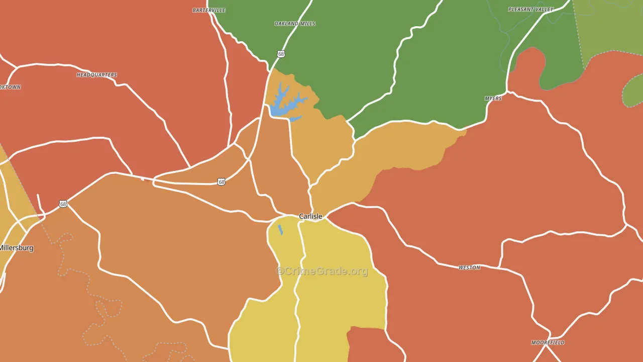 Nicholas County, KY Map of Theft Rates