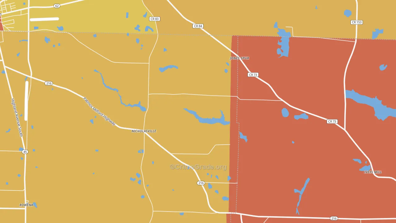 Nicholasville, GA Map of Theft Rates
