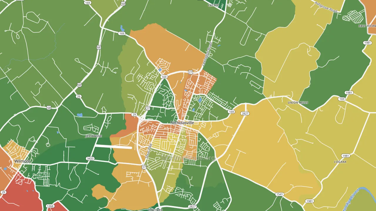 Nicholasville, KY Map of Theft Rates