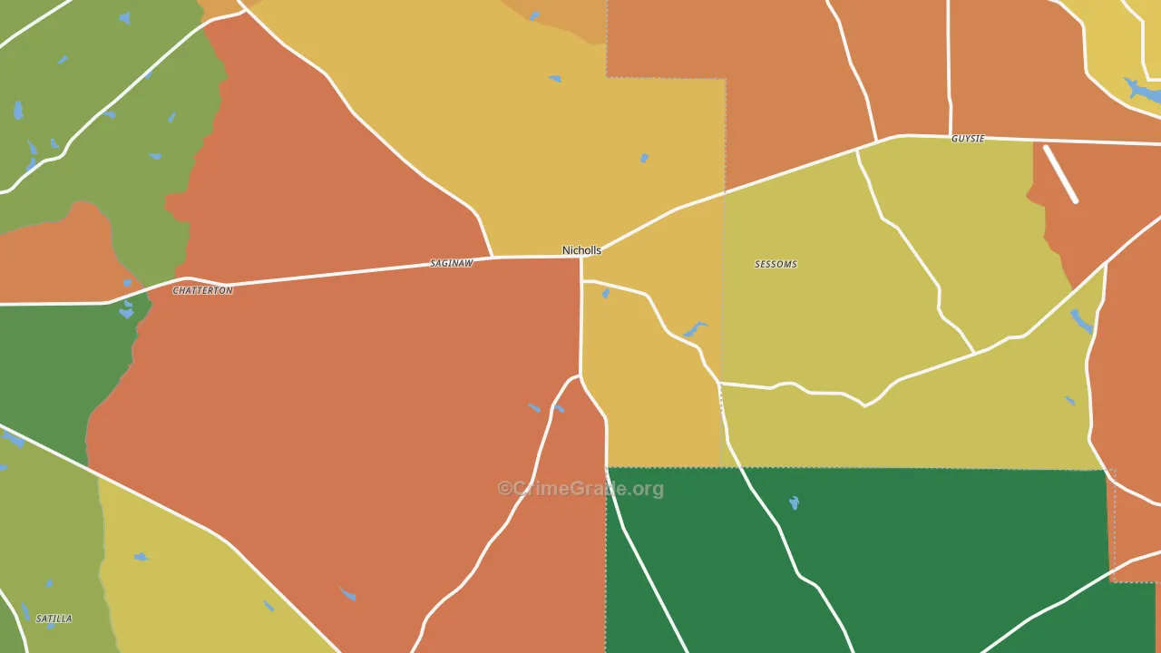 Nicholls, GA Map of Theft Rates