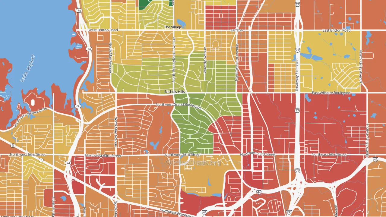 Nichols Hills, OK Map of Theft Rates