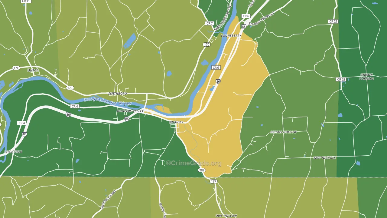 Nichols, NY Map of Theft Rates