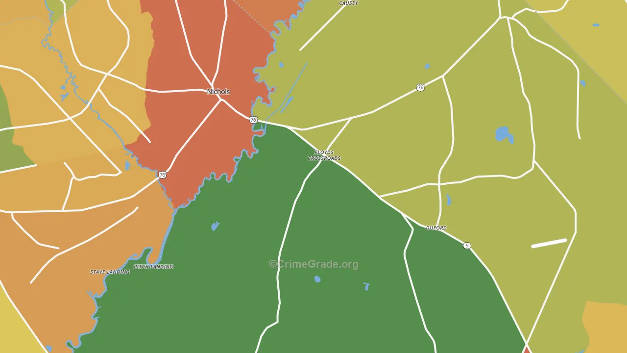 Nichols, SC Map of Theft Rates