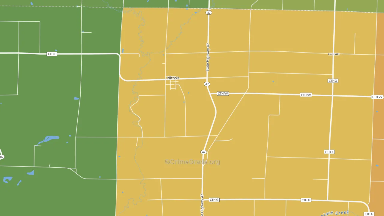 Nichols, WI Map of Theft Rates