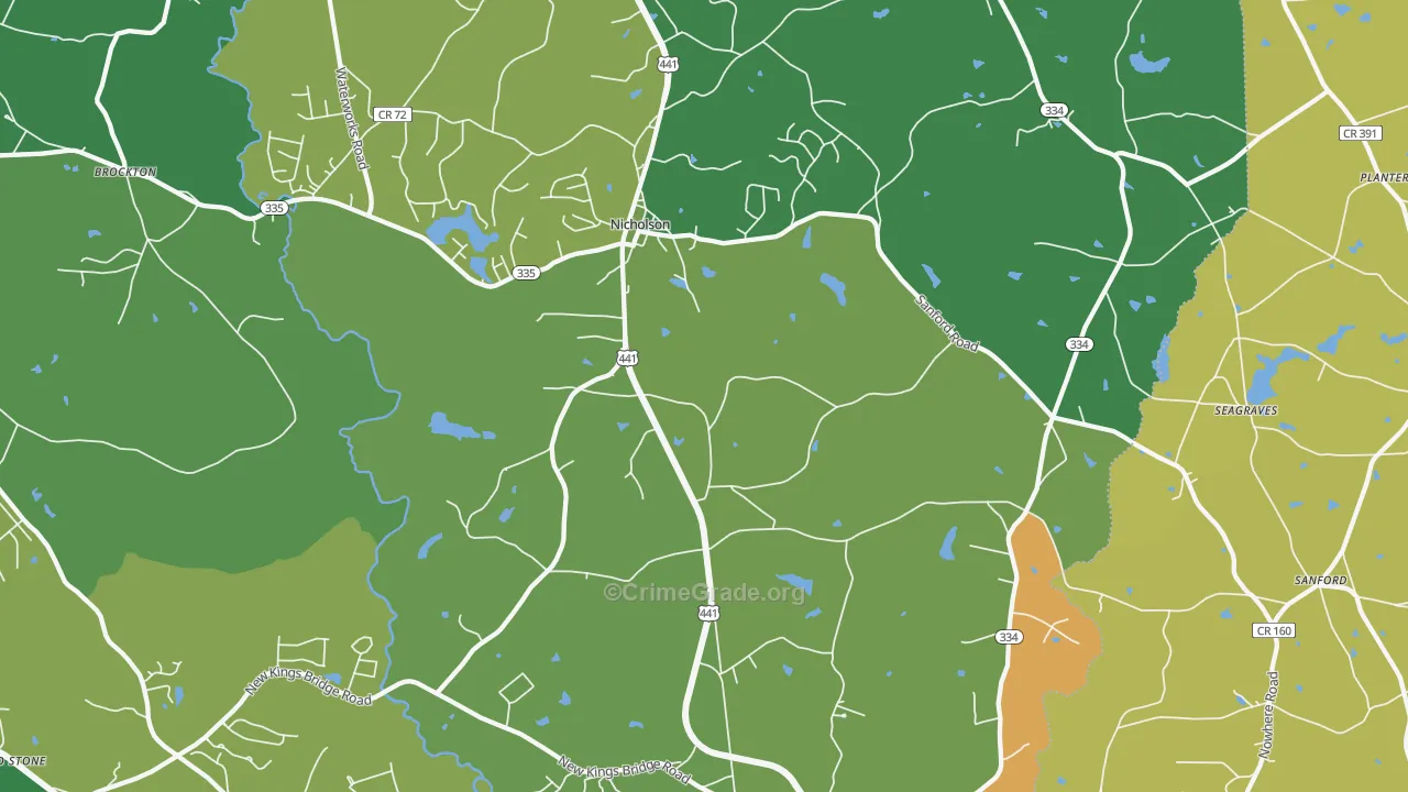 Nicholson, GA Map of Theft Rates