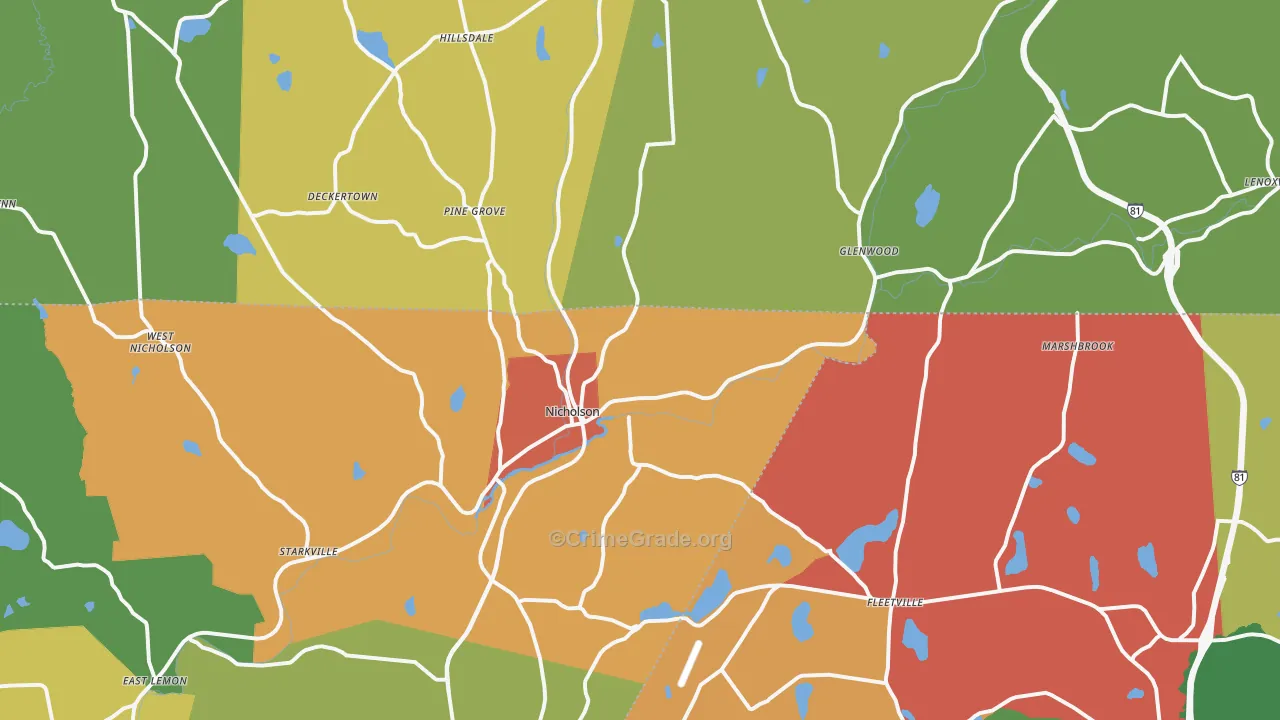 Nicholson, PA Map of Theft Rates