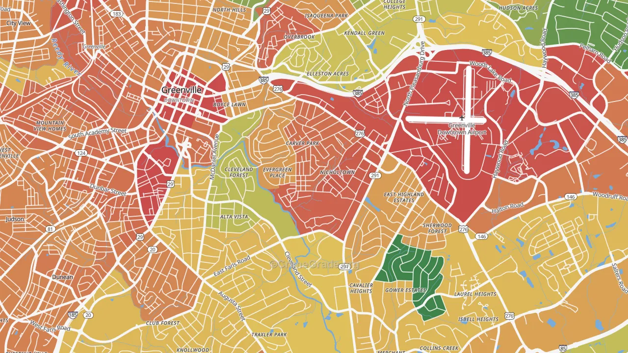 Nicholtown, Greenville, SC Map of Theft Rates