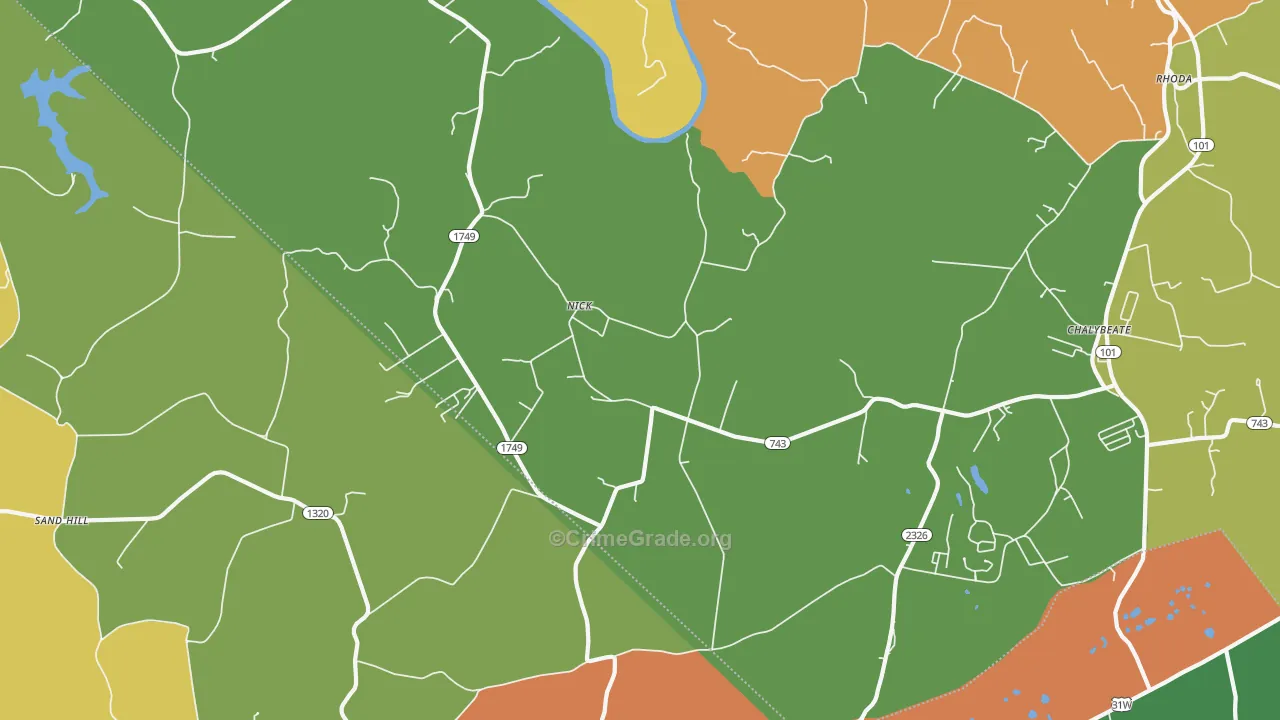 Nick, KY Map of Theft Rates