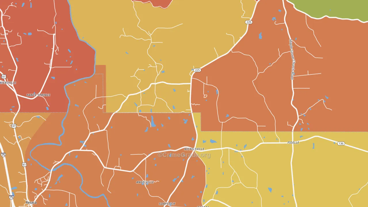 Nickelsville, GA Map of Theft Rates