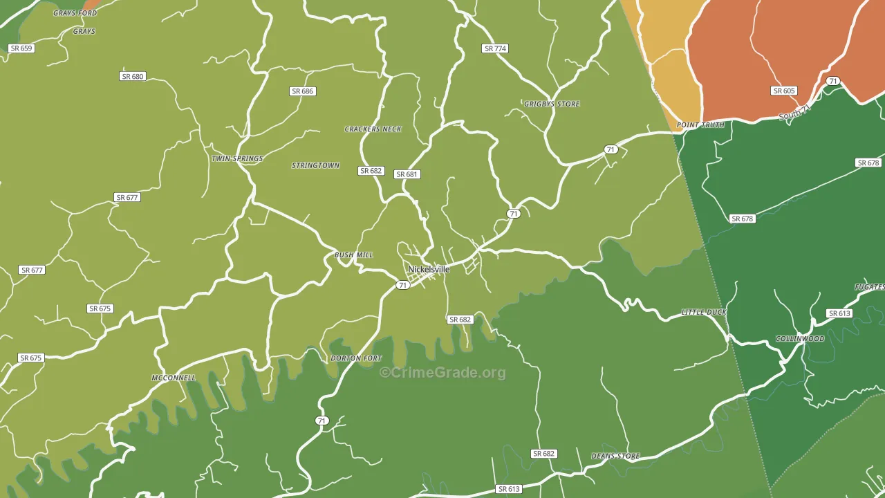 Nickelsville, VA Map of Theft Rates