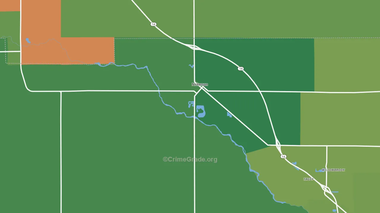 Nickerson, KS Map of Theft Rates