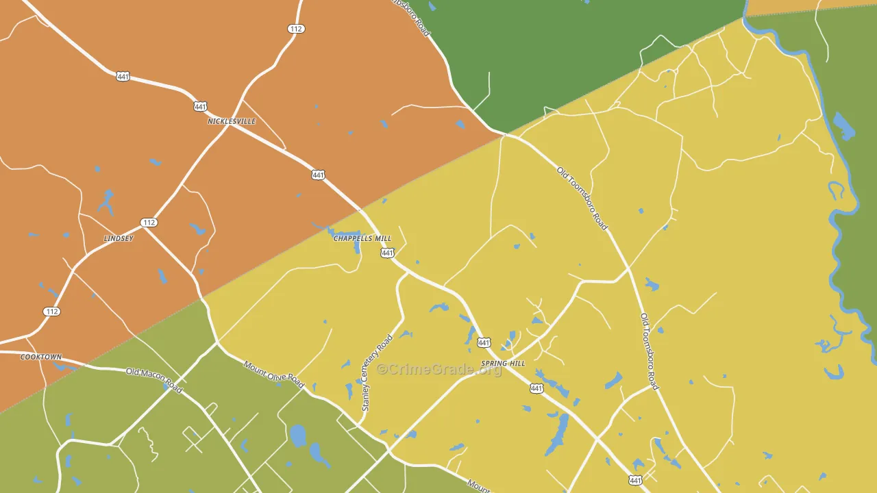 Nicklesville, GA Map of Theft Rates