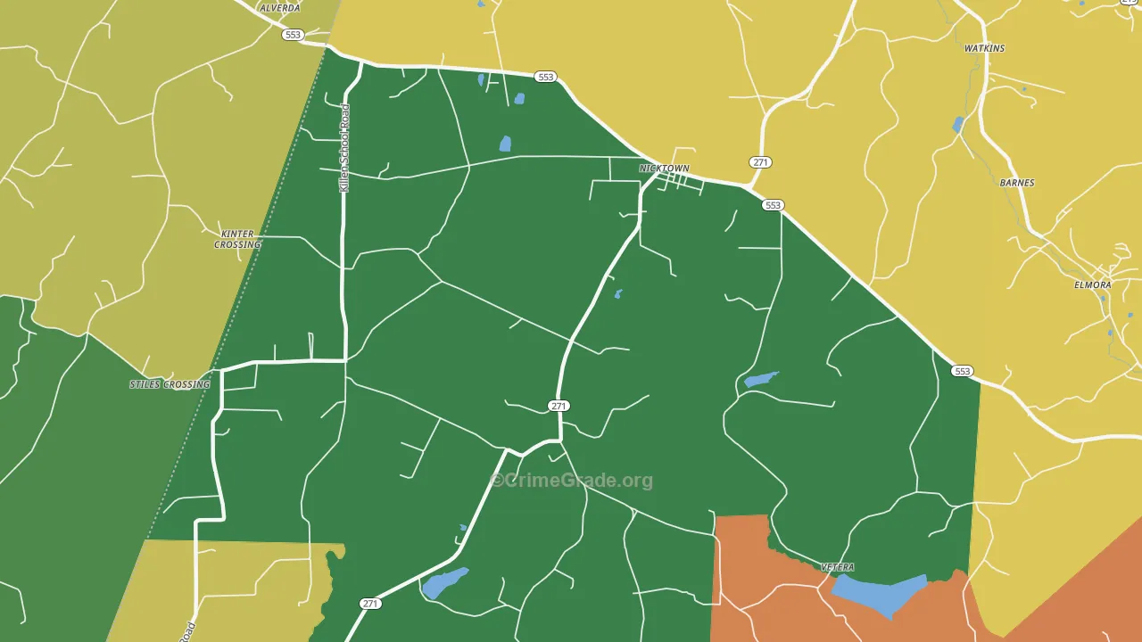 Nicktown, PA Map of Theft Rates