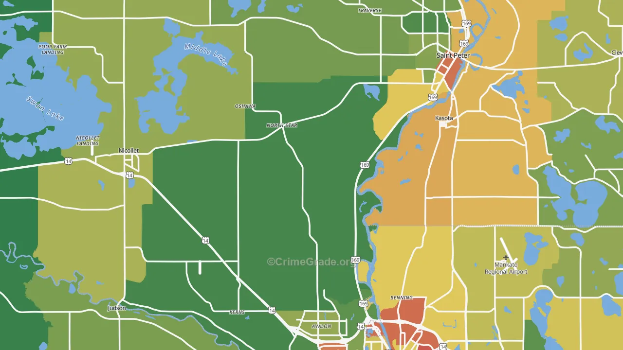 Nicollet County, MN Map of Theft Rates