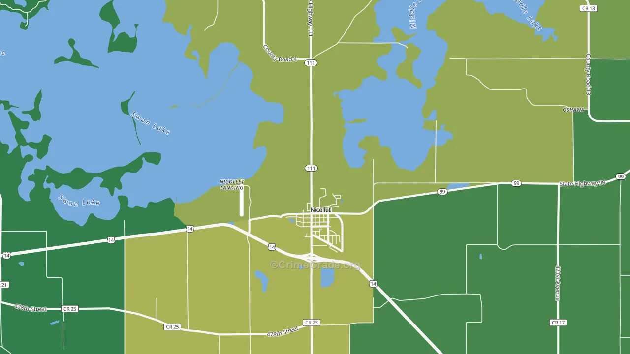 Nicollet, MN Map of Theft Rates