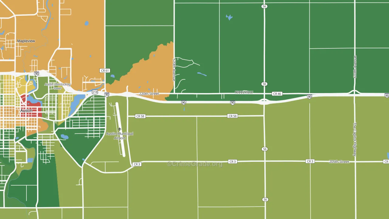 Nicolville, MN Map of Theft Rates