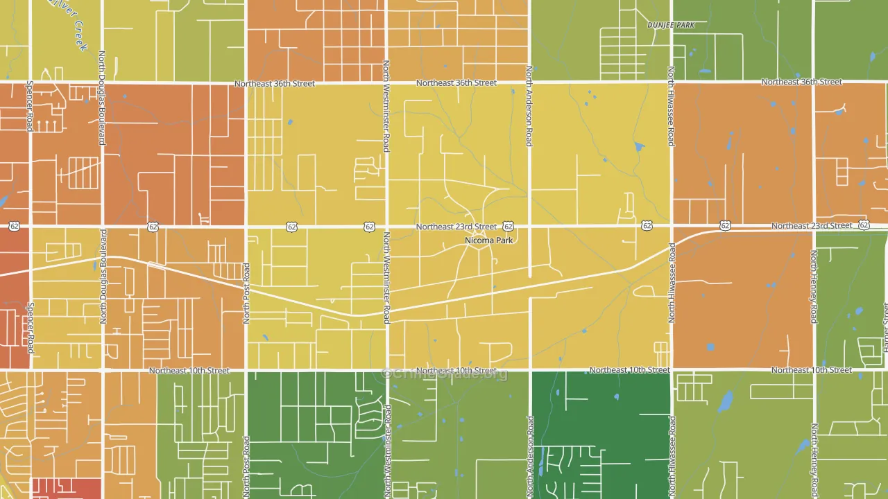 Nicoma Park, OK Map of Theft Rates