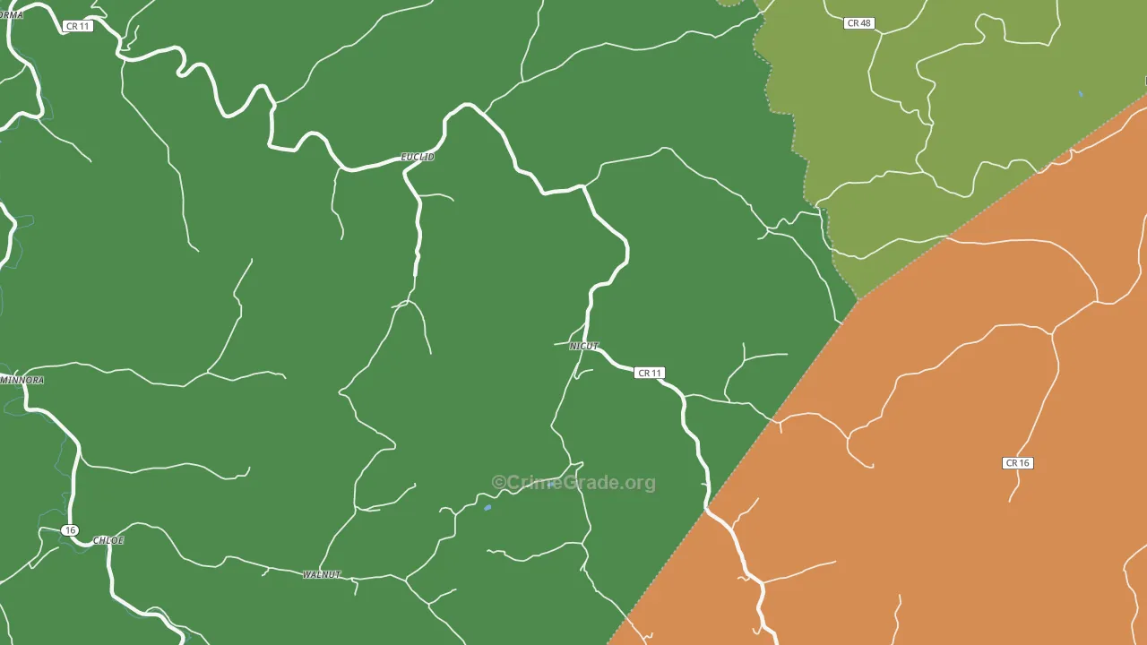 Nicut, WV Map of Theft Rates