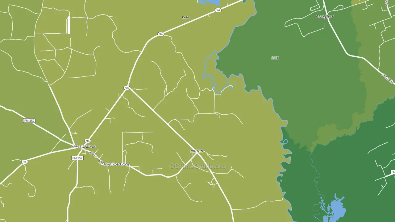 Nigton, TX Map of Theft Rates