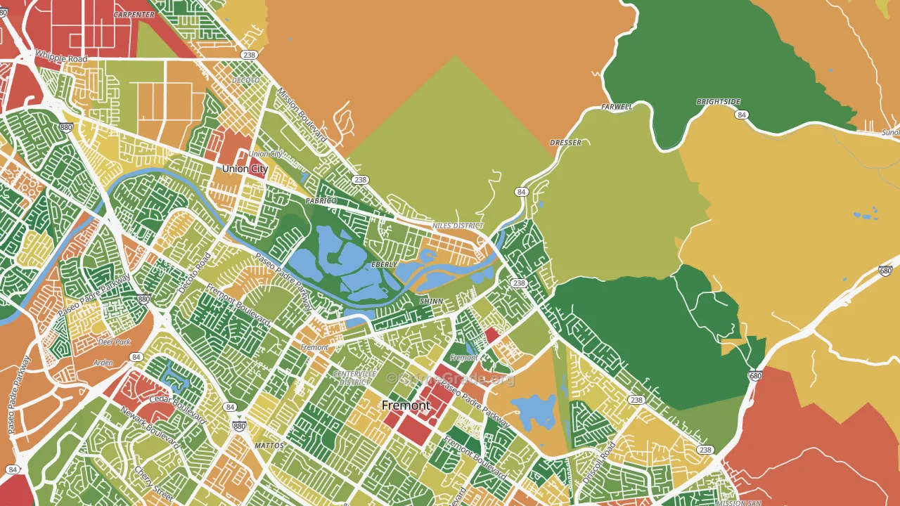 Niles Junction, Fremont, CA Map of Theft Rates