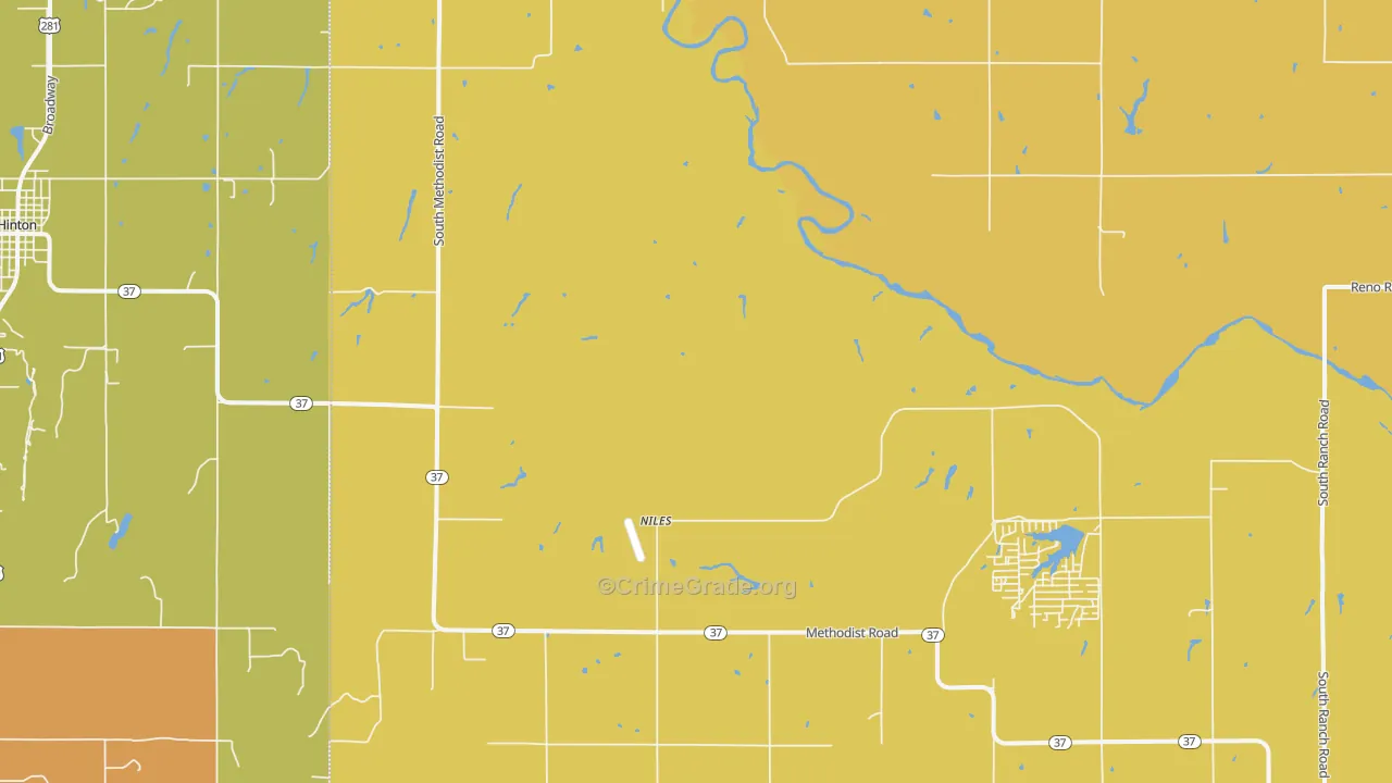 Niles, OK Map of Theft Rates