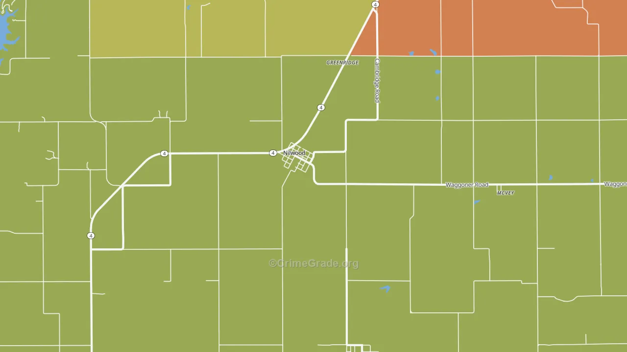 Nilwood, IL Map of Theft Rates
