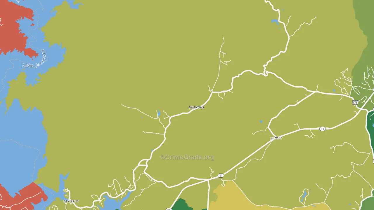Nimmons, SC Map of Theft Rates
