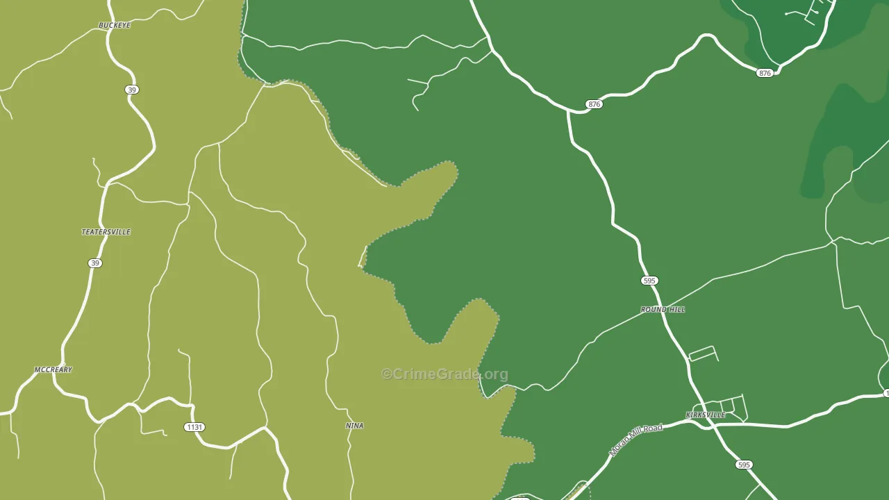 Nina, KY Map of Theft Rates