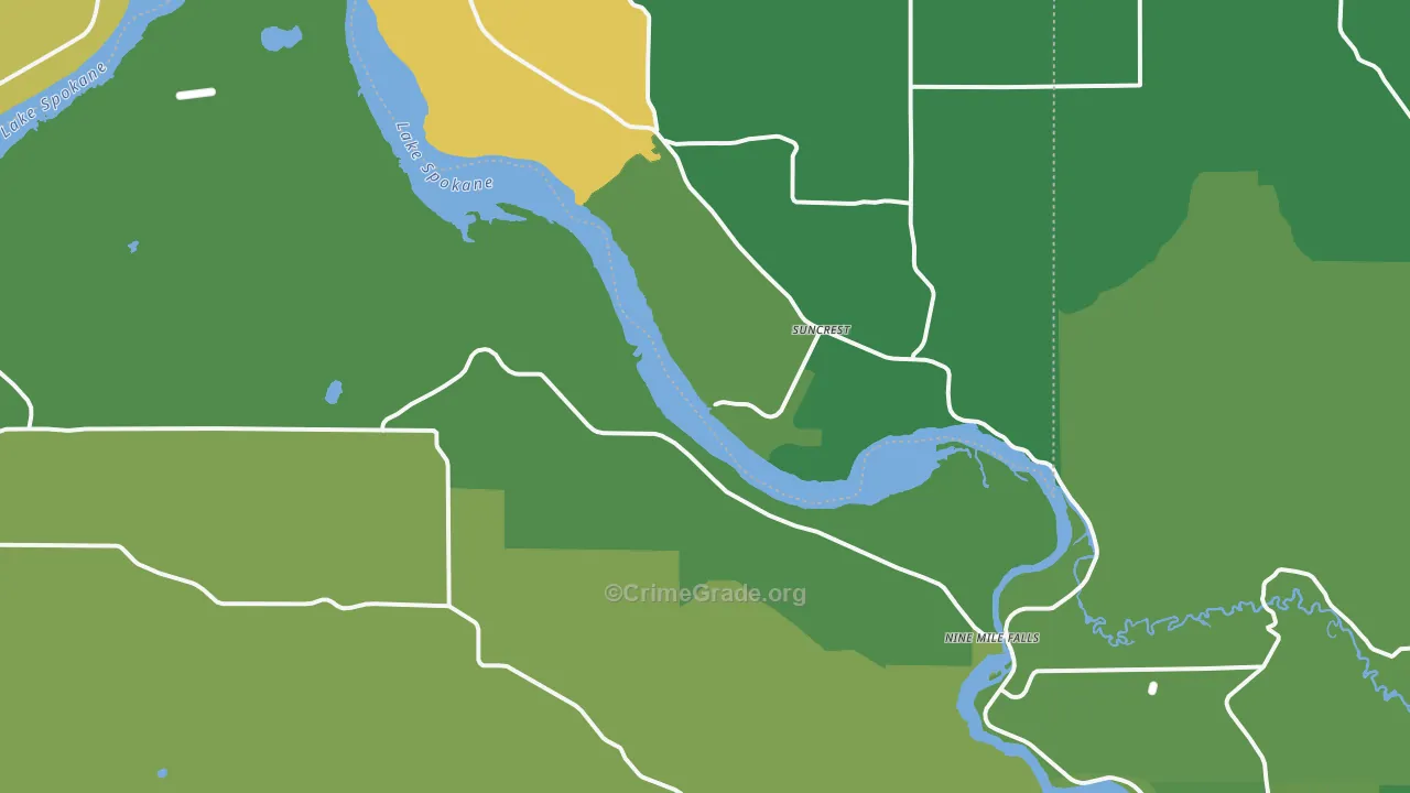 Nine Mile Falls, WA Map of Theft Rates