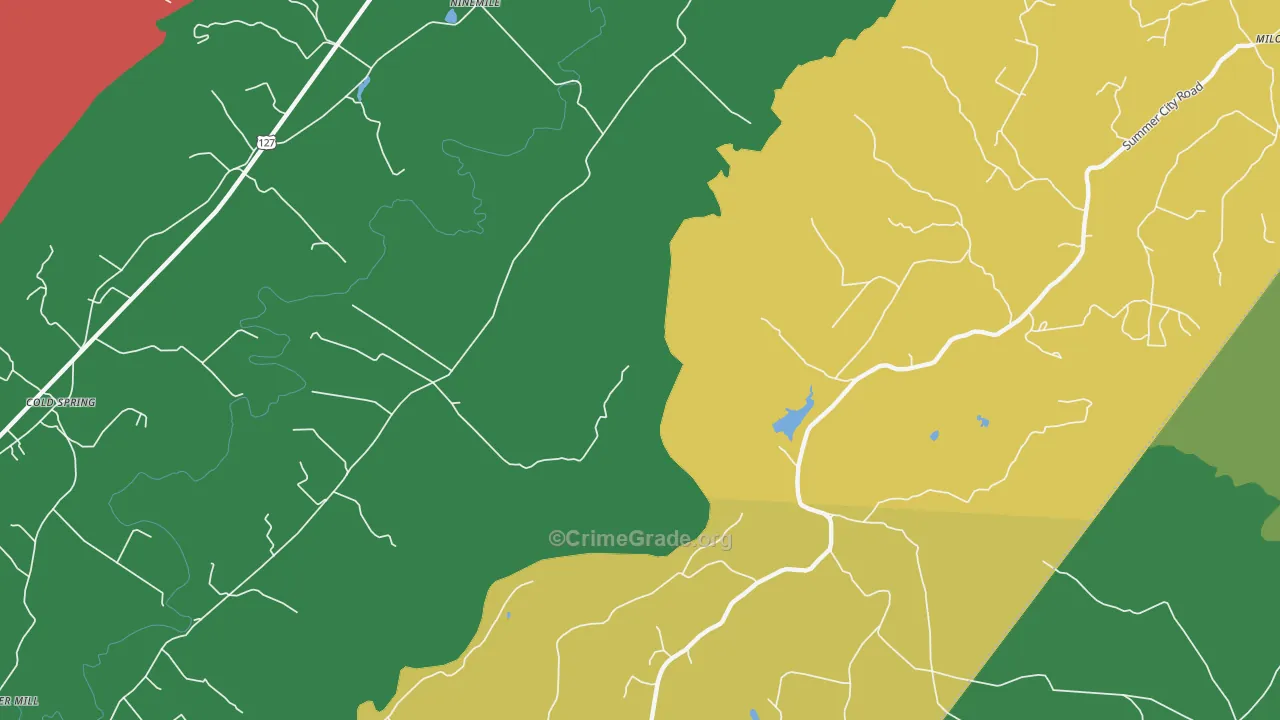 Nine Mile, TN Map of Theft Rates