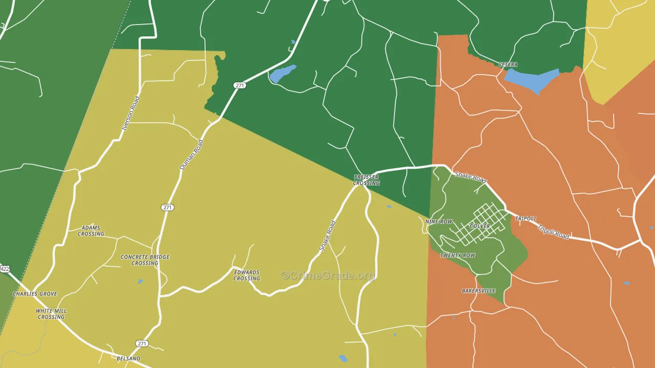 Nine Row, PA Map of Theft Rates